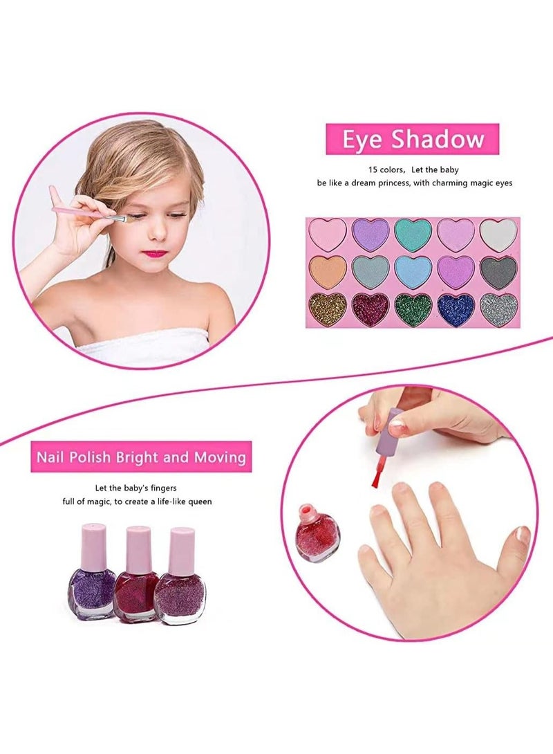 تابيت مجموعة مكياج للبنات - 20 قطعة، قابلة للغسل، غير سامة، مع حقيبة مستحضرات تجميل أميرة لطيفة، ألعاب مكياج مناسبة للفتيات من عمر 4 إلى 9 سنوات - Image 2